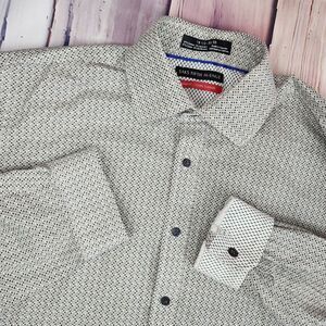 Saks Fifth Avenue Mens 16.5 32/33 Trim Fit Birdseye‎ Button Up Long Sleeve Shirt